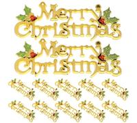 12Pcs Merry Christmas Sign Plastic Hanging Decorations Xmas Pendant with Festive Letter Design for Door and Tree Decor Safe and Non-toxic Holiday Ornaments