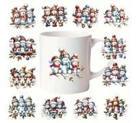 12pcs Merry Christmas Snowman Tree Branches UV DTF Cup Wraps Transfer Waterproof Sticker for Glass Cups Furniture Craft DIY Crafts，Rub on Transfer Stickers for DIY Water Bottle Laptop Decal Wood Car