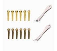 12PCS Metal Acoustic Guitar Bridge Pins,2 Metal Bridge Pins Remover,Golden & Bronze-colored Endpin for Acoustic Guitar,Bridge Pin Puller Remover Tool,Guitar Replacement Parts for Better Tone & Sustain