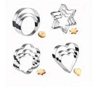 12Pcs Metal Cookie Cutters Set,for Kitchen Baking Biscuits and Mini Molds | Heart Flower Round Star Shape Biscuit Stainless Steel Metal Molds Cutters