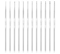 12pcs Metal Crochet Hooks Set, 0.6mm-1.9mm Small Size Stainless Steel Crochet Needles, Embroidery Thread Knitting Weaving Tool for DIY Lace Yarn Craft, Silver