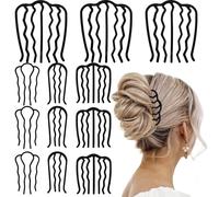 12Pcs Metal Hair Side Combs French Hair Pin Updo Hair Accessories for Women U Shaped Hair Fork Hair Sticks for Buns Hair Combs for Styling Decorative Hair Combs Hairstyles for Long Thin Thick Hair