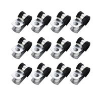12PCS Metal P Clips Rubber Lined Wiring Hose Pipe Clamp Camper Hydraulic 3/16" Brake Gas Line Fixing Cramp with Extra Grip