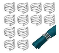 12pcs Metal Spiral Napkin Rings,Napkin Ring,Napkin Buckle Hoop,Napkin Ring Set,Metal Napkin Rings,Round Serviette Holder Buckles,Silver Napkin Holders