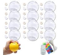 12pcs Milky Blank Skins Empty Stress Ball DIY Kit, Blank Pressure Ball Skin DIY Kit, Vacuum Squishy DIY Stress Ball Making Kit with stress ball skin, Lid, Glue (Transparent,9cm)