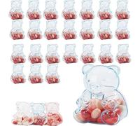 12pcs Mini Bear Shaped Clear Candy Boxes Plastic Adorable Bear Container Jewelry Box Snack Shower Party Gift Birthday Small Baby plastic Day, container 12 Bear Candy cups candy container cand