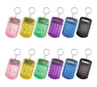 12Pcs Mini Calculator Keychain 6 Color Compact & Portable Mini Calculator with Button Cover for Kids, Students at School, Pocket