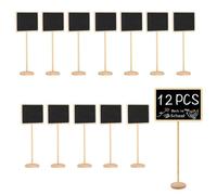 12Pcs Mini Chalkboard Signs, Mini Blackboards with Stand, Small Message Boards for Table Numbers Message Signs Place Cards Event Decor, Chalk Boards for Wedding Party Shop Buffet Cafe(8X6CM)