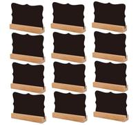 12Pcs Mini Chalkboard Signs with Stand, 4x3 Inch Wooden Double Sided Practical Reusable Mini Chalkboard Signs for Food, Party, Buffet