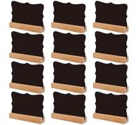 12Pcs Mini Chalkboard Signs with Stand, 4x3 Inch Wooden Double Sided Practical Reusable Mini Chalkboard Signs for Food, Party, Buffet, Table Numbers, Wedding Chalk Boards