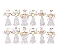12PCS Mini Christmas Ornaments Transparency Hanging Glass Angel Art Prayer Guardian Angel Ornaments for Christmas Tree Indoor Outdoor Religious Decoration, Clear Ornaments