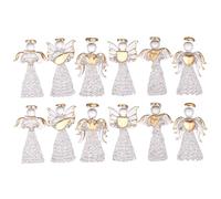 12PCS Mini Christmas Ornaments Transparency Hanging Glass Angel Art Prayer Guardian Angel Ornaments for Christmas Tree Indoor Outdoor Religious Decoration Clear, Mini Orn