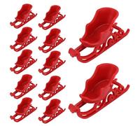 12pcs Mini Christmas Sleigh, Santa Sleigh Ornament Tiny Plastic Christmas Decorations Miniature Sleds for Crafts Holiday Home Tabletop Xmas Decor (Red)