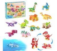 12pcs Mini Dinosaur Blocks Set - 3 in 1 Animals Blocks, Plastic Animal, Fidget Toys for Kids, Children Fillers Bag Calendar Gifts, Party Decorations Advent, Birthday Toys