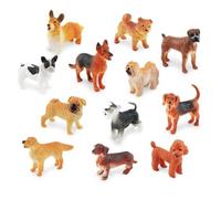 12Pcs Mini Dog Figurines,Animal Toys Set Cake Topper Decorations,Hand Painted Small Dogs Dog Plastic Realistic Detailed Tiny