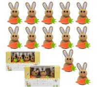 12Pcs Mini Easter Bunny Ornaments with Carrots - Cute Easter Decorations for Easter Baskets, Easter Bonnets, DIY Crafts & Easter Party Favors