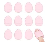 12PCS Mini Finger Powder Puff, Compact Design for Foundation Application, Setting Reusable Powder Puff for Concealer & Cosmetic Use, Travel-Friendly Sponge with Strap for Firm Grip, Wet Dry Cosmetics