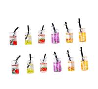 12pcs Mini Fruit Drink Cup Pendants Colorful Resin DIY Accessories for Jewelry Making Keychain Earrings Crafts Random Color