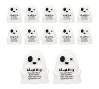 12pcs Mini Ghost Toys, Tiny Positive Ghost with Motivational Slogans PVC Funny Birthday Encouragement Gifts Cute Small Emotional Support Decorations Inspirational Figurines for Halloween Party Favors