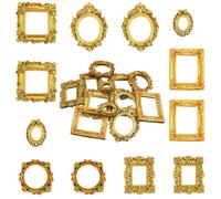 12PCS Mini Gold Frames, Miniature Picture Frames, Vintage Resin Picture Frame, Mini Vintage Frame for Wall Collage, Home Decor, DIY Jewelry Display, Holiday Party Decor, Photography Wall Props
