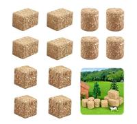 12Pcs Mini Hay Bales Haystack Decoration, Scene Toy Hay Bales Miniature Haystack Decor, Small Bales Tiny Haystack Fall Village for Table Toy Hay Stacks Dollhouse Decor