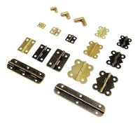12Pcs Mini Lengthened Antique Brass Bronze Jewelry Chest Gift Wooden Music Box Wine Case Dollhouse Cabinet Door Hinge with Screw(B 12x13mm Golden)