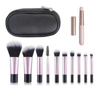12PCS Mini Makeup Brush Set Travel Size, Portable Makeup Brushes with Brush Bag, Professional Compact Foundation Blush Contour Eyeshadow Lip Brushes for Travel Makeup Brushes Set On-the-Go (Black)