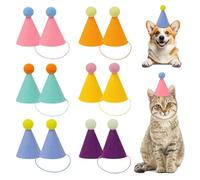 12pcs Mini Party Hats for Dolls and Pets, Teddy Bear Small Party Hats for Teddies with Adjustable Headband Pastel Dog Birthday Hat Pet Grooming Mini Pom Pom Top Accessories