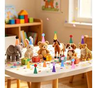 12PCS Mini Party Hats for Stuffed Animals Birthday Party Cone Hats for Plush Figures Tiny Hats for Dolls Dog Cat Rabbit Puppies