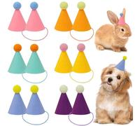 12pcs Mini Party Hats for Stuffed Animals, Happy Birthday Hats Dolls Dog Cat Rabbit Puppies Reusable Assorted Animal Birthday Decorations for Kids Adults- No assembly Required.