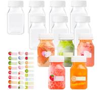 12pcs Mini Plastic Juice Bottles, 120ml Plastic Shot Bottles with Lids, Mini Juice Bottles Reusable Shot Bottles for Smoothie Juice Mini Fridge, Milk, Water (White)