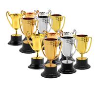 12pcs Mini Plastic Trophy Cup for Awards and Party Games | Glossy Gold Finish, Large Base Secured Design, Classroom Rewards, Students and Birthday Winners