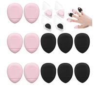 12pcs Mini Powder Puffs Reusable Drop-Shaped Makeup Sponges for Foundation & Concealer, Soft Beauty Makeup Blender Puff with Small Case, Loose Powder Body Puffs for Women(Black+Pink）