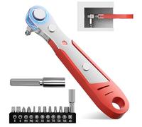 12Pcs Mini Ratchet Wrench,Ratchet Screwdriver Set,Right Angle Phillips Magnetic Screwdriver with 1/4-Inch Drive High Torque Offset Reversible Mini Ratcheting Offset Screwdriver for Awkward Tight Space