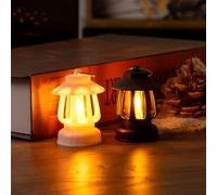 12PCS Mini Retro Lantern with LED Candle , 6cm Vintage Hurricane Lantern, Hanging Lamps Decorative for Birthday Wedding Party Table Centerpiece Decor