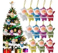 12Pcs Mini Santa Claus Ornament 5CM Christmas Santa Doll Ornaments Christmass Tree Hanging Decors Christmas Holiday Party Favors (Colorful)