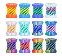 12Pcs Mini Spiral Cone Pyramid Fidget Toy, 3D Printed Impossible Cone Passthrough, Mini Vortex Thread Illusion Desk Deco, Anxiety & Stress Relief, Gift for Adults & Kids (Cylinder-12 PCS)