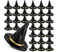 12Pcs Mini Witch Hat, Halloween Plastic Small Witch Hats for Craft, Tiny Witch Hats for DIY Crafts Party Supplies