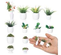 12Pcs Miniature Dollhouse Plants, 12 Unique Mini Artificial Potted Flowers, Assorted Mini Plants, Tiny Greenery Ornament for Micro Landscape, Fairy Garden & 1:12 Scale, Dollhouse Accessories