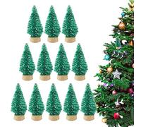 12Pcs Minis Christmas Tree Miniature Snow Frosted Sisal Christmas Trees Artifical Small Cedar Trees Model Snow Trees Decoration Small Tree DIYs Craft Decoration Small Christmas Tree