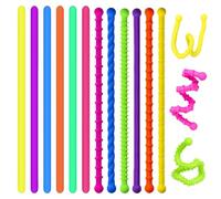 12PCS Monkey Noodles Stretchy Fidget Toy with Textured Fidget Worm, Sensory Toys for Autism Teenagers Sensory Fidget Toys, Quiet Stress Relief Toys for Special Needs