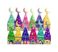 12Pcs Mosque Shaped Paper Candy Boxes Middle Eastern Gift Packaging Box for Eid Holiday Parties and Home Decoration Decorative Holders
