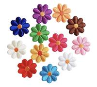 12Pcs Multi-Color Flower Iron On Patches Daisy Sewing On Embroidered Applique Patch Floral Cloth Sticker for Clothes Bags DIY Making Crafts