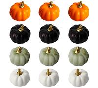 12Pcs Multicolor Autumn Artificial Pumpkins Set,Bulk Decoration Faux Harvest Pumpkin Fake Mini Foam Pumpkins,Halloween Pumpkin Decoration for Crafts Fall Wedding Halloween Party Decor Home Decoration