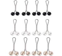 12pcs Multicolor Headscarf Pearl Pins Clips U Shape Hijab Scarf Lady Muslim Scarf Shawl Clips Scarf Brooches Pin Jewelry Accessories(Black and White andGold) Women's Brooches and Pins, Silk, coral