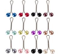 12Pcs Multicolor Headscarf Pearl Pins,Fashion Muslim Hijab Clip for Women DIY,Clips U Shape Hijab Scarf Lady,Colored Faux Pearl Safety Pins,Stainless Steel U Shape Safety Clips for Muslim