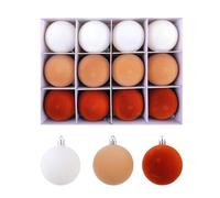 12pcs Multicolored Flocking Christmas Ornament Flocking Christmas Baubles Set Easy To Hanging Baubles For Holiday Decors Tree Accessories