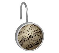 12PCS Musical Notes (3) Shower Curtain Hooks Rings for Bathroom, Decorative Shower Curtain Hooks Rods Curtains and Liner