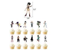 12Pcs My Hero Academia Cake Toppers MHA Happy Birthday Party Supplies Anime Heroes Cake Toppers Birthday Party Cake Decoration Theme Party for MHA Fans
