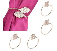 12PCS Napkin Rings, Rose Gold Rhinestone Napkin Rings Buckles Metal Napkin Rings Serviette Ring Holder Napkin Ring Set Household Napkin Buckle for Table Decorations, Wedding, Dinner, Party